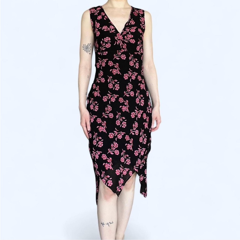Vintage floral asymmetrical dress.